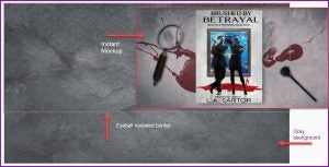 Infographic on how to use the eyeball in Book Brush to reveal the entire image and the size parameters in Custom Creator