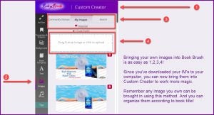 Infographic on how to use bring in an image into Book Brush's program