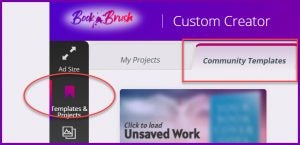 Infographic of how to find Community Templates in Book Brush