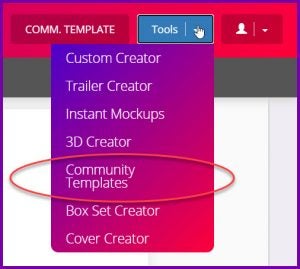 Graphic to show faster way to load Community Templates in Book Brush