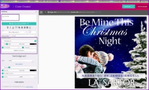 Infographic on adding a shadow behind author L.A. Sartor's name in Book Brush's Cover Creator tool
