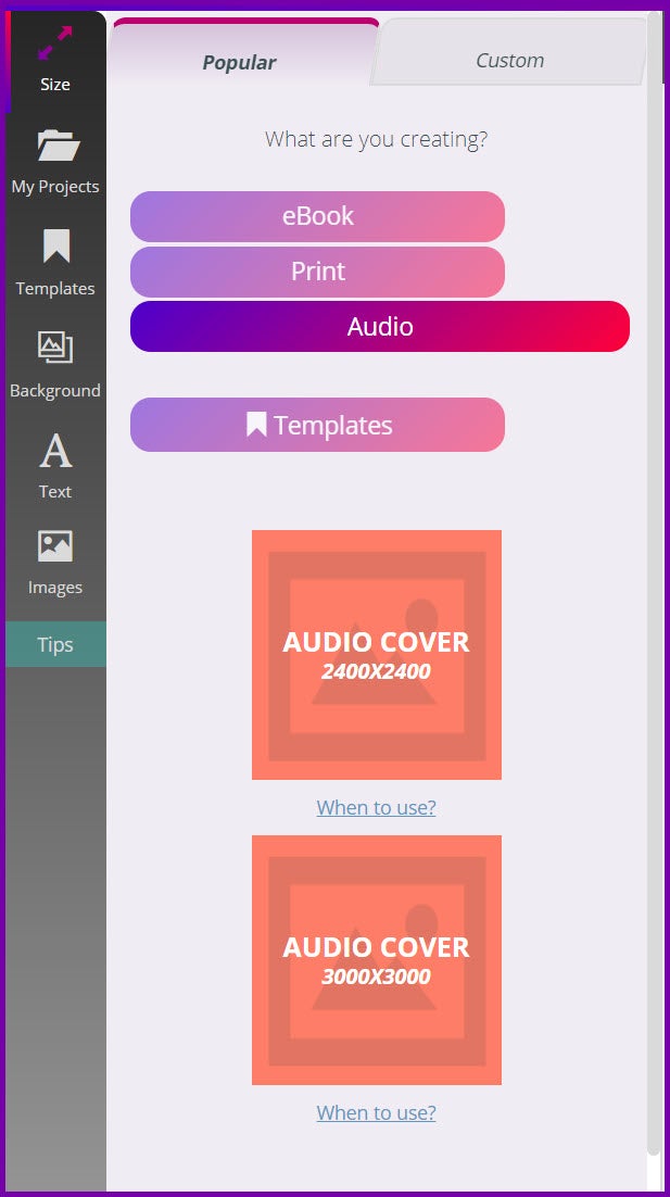 How to find the AudioBook Cover in Book Brush's Cover Creator Tool