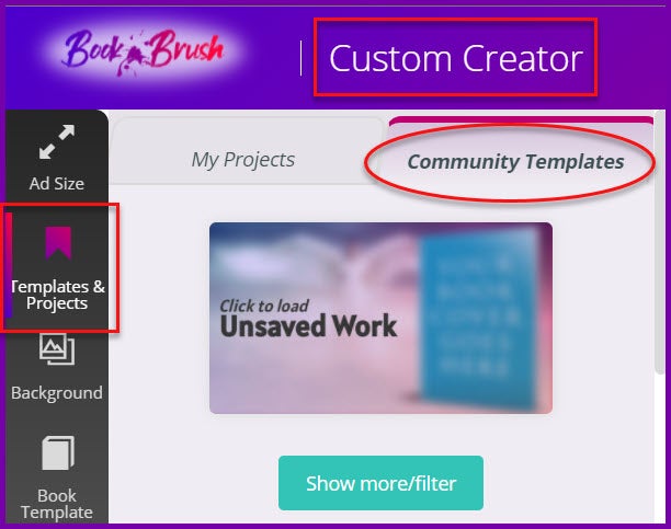 Infographic of where to find Book Brush's Community Templates