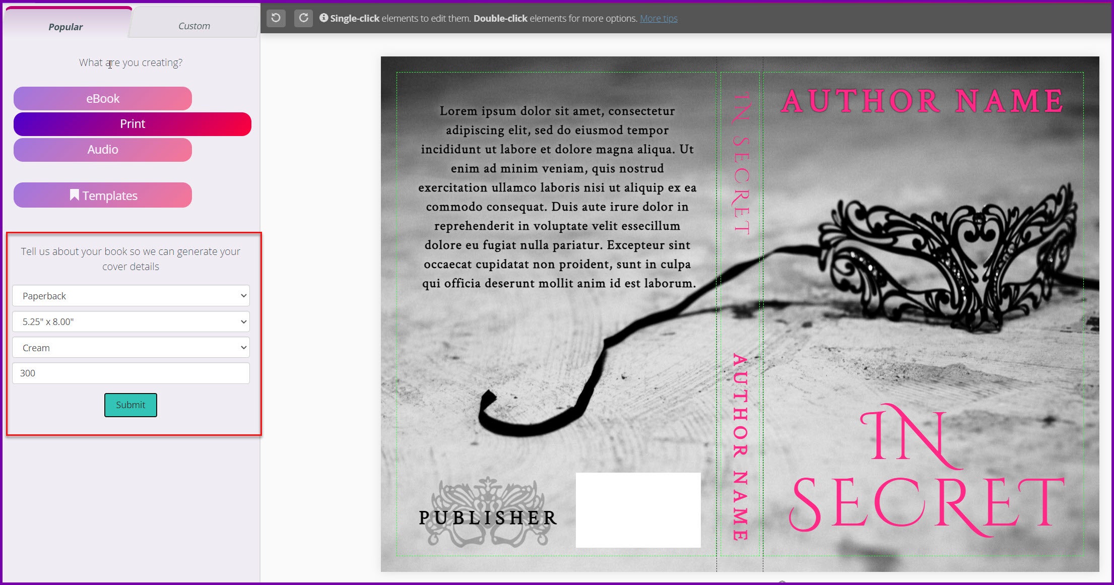 Quick and easy is what the image shows to make the template the size for your paperback book