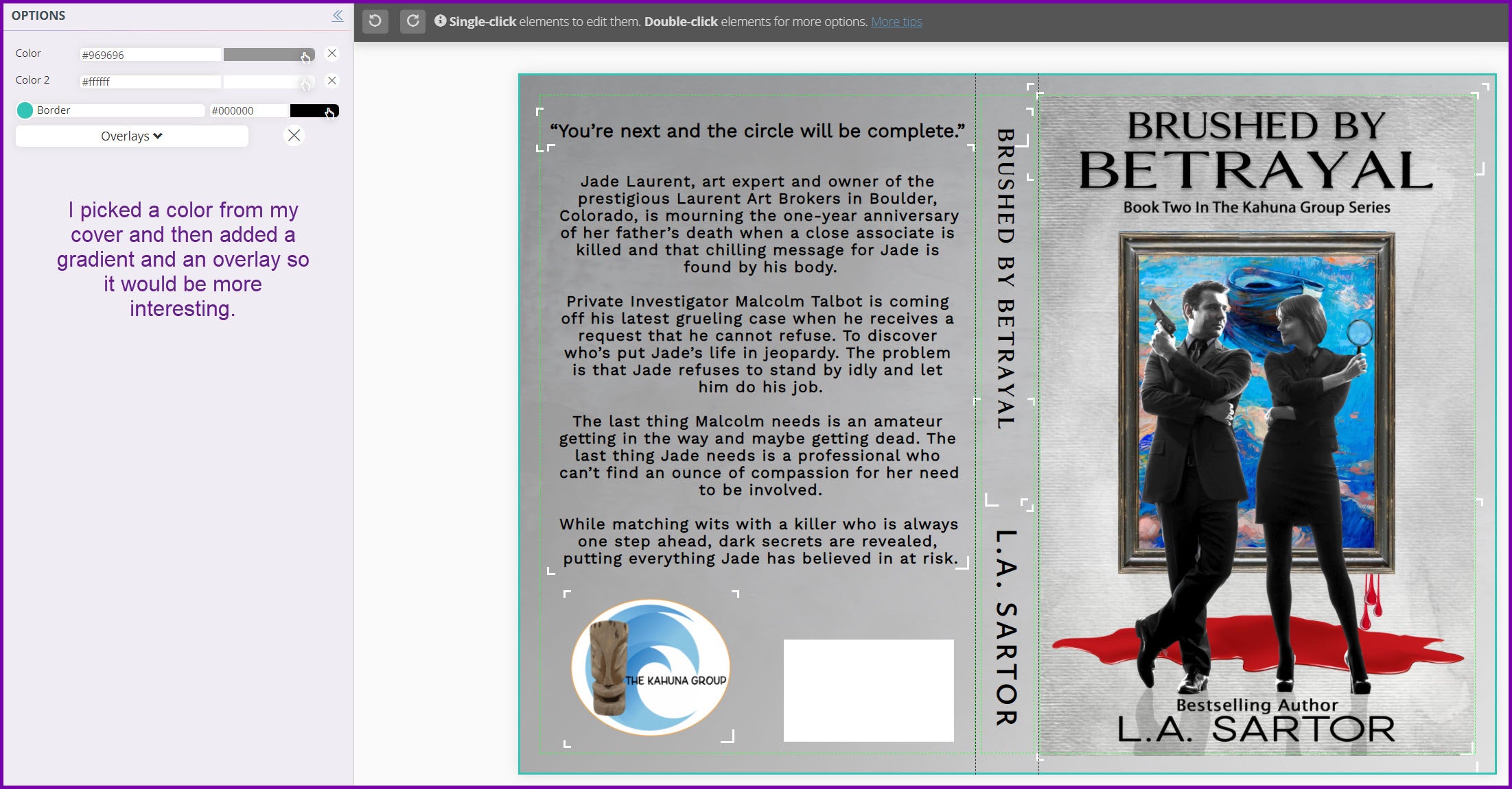 image showing how to change the background of the paperback cover created in Book Brush