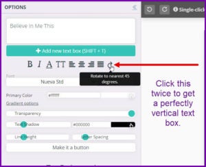 Image of how to rotate text to 90-degrees for book spine blog post