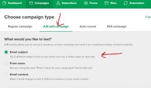 Mailerlite a/b campaign