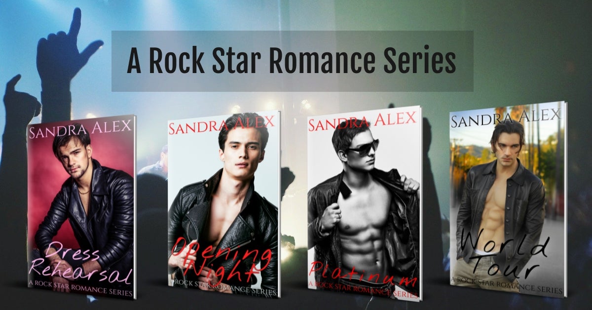 Website header with rockstar book covers by Sandy Appleyard