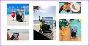 A collage of L.A. Sartor's filter for summer Instant Mockup results.