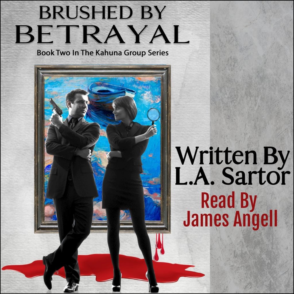 1st example of audiobook cover for L.A. Sartor's Brushed By Betrayal using Book Brush's Cover Creator Tool