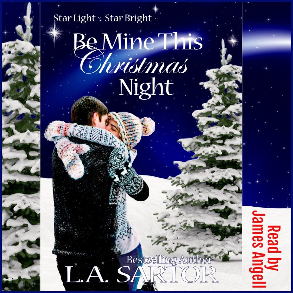 Audiobook cover created by bringing in separate images to create the cover of Be Mine This Christmas Night