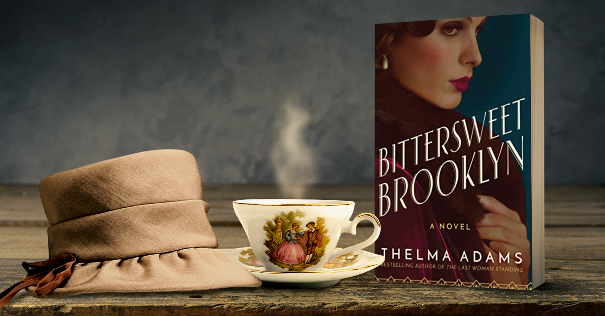 This mockup of a golden era hat and tea cup evoke images of coziness with a good book