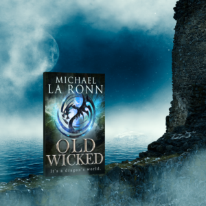 This instagram meme is primarily blue with the sense of mist and a castle's wall enhancing the dragon and blue on the cover