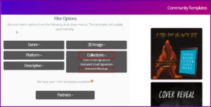Infographic on drilling down to find the right animated mockup in Book Brush