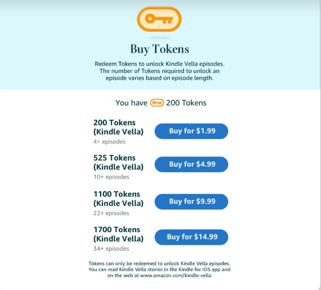 image of Kindle Vella tokens