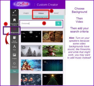 Infographic on where to find video backgrounds in Book Brush