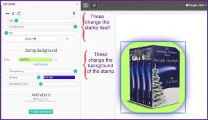Editing panel for stamps