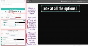 Full editing panel for text