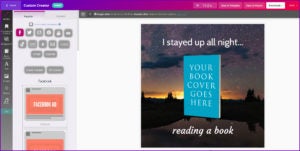Animated Mockup of a landscape with text of I stayed up all night reading a book