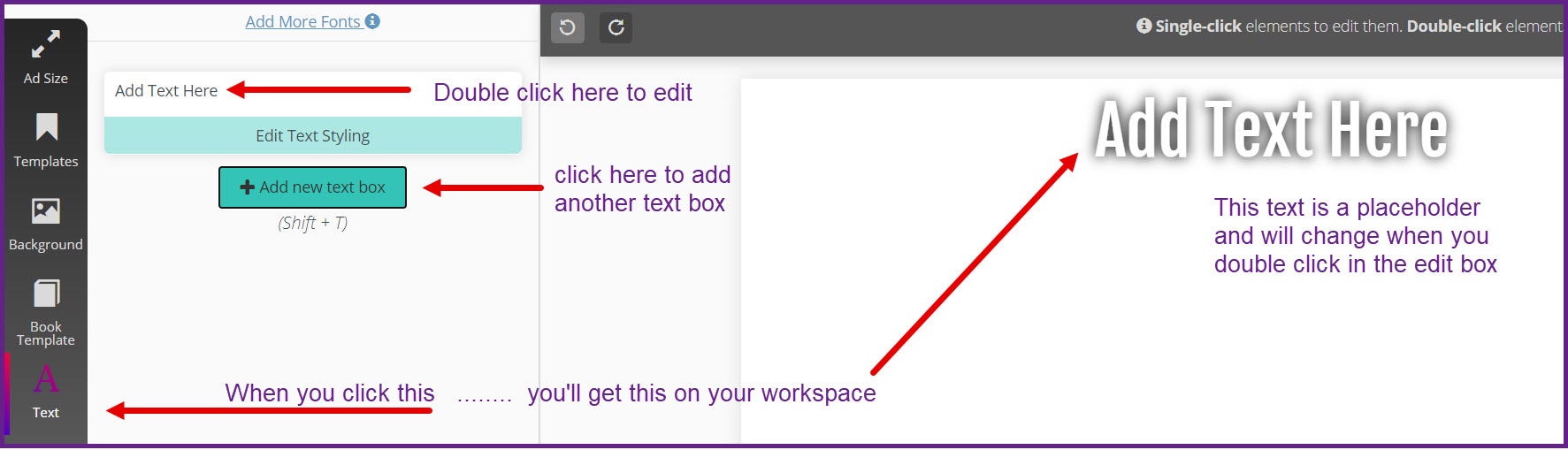 Image of the text box workspace